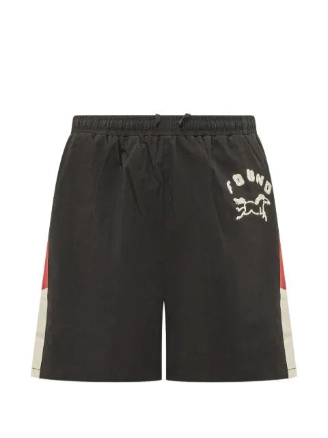 logo-embroidered colour-block shorts by FOUND
