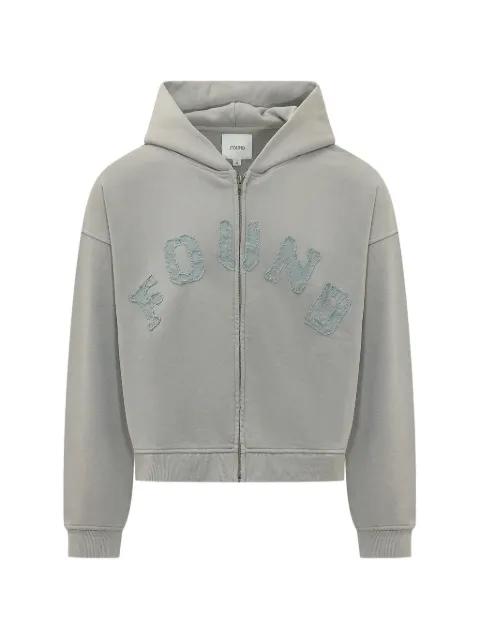 logo-patch zip-up hoodie by FOUND