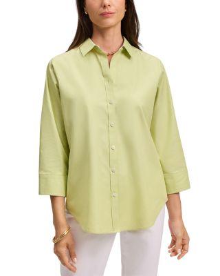 Margie 3/4 Sleeved Pinpoint Oxford Shirt by FOXCROFT