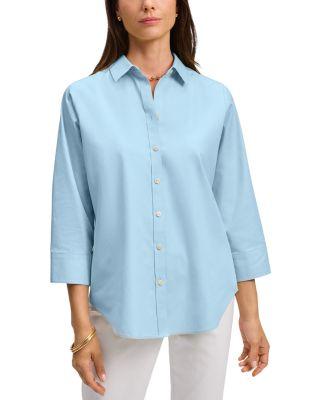 Margie 3/4 Sleeved Pinpoint Oxford Shirt by FOXCROFT