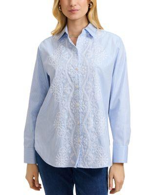 Meghan Long Sleeve Embroidered Shirt by FOXCROFT