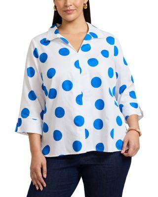 Agnes 3/4 Sleeved Dot Shirt by FOXCROFT PLUS