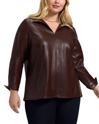 Agnes Faux Leather Shirt by FOXCROFT PLUS