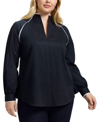 Daphne Long Sleeve Matte Sateen Popover Shirt by FOXCROFT PLUS Daphne Long Sleeve Matte Sateen Popover Shirt by FOXCROFT PLUS