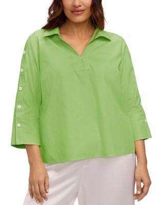 Lainey 3/4 Sleeve Popover Blouse by FOXCROFT PLUS