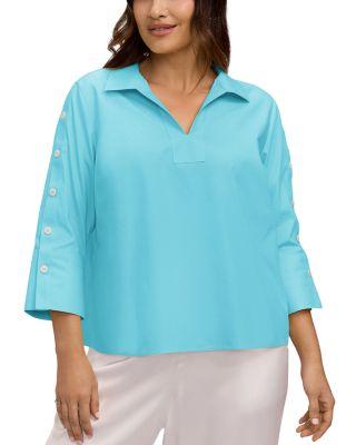 Lainey 3/4 Sleeve Popover Blouse by FOXCROFT PLUS