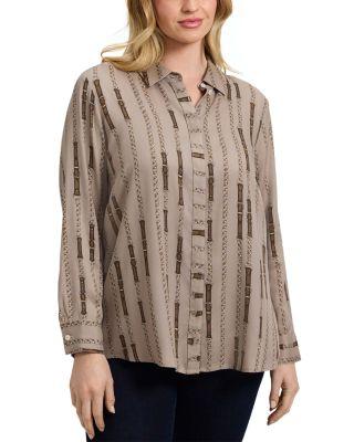 Luna Chain Print Shirt by FOXCROFT PLUS