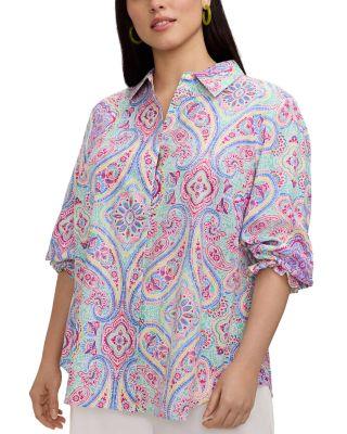 Olivia 3/4 Sleeve Paisley Shirt by FOXCROFT PLUS