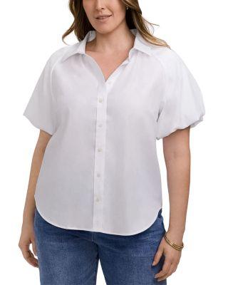 Plus Paula Puff Sleeve Shirt by FOXCROFT PLUS