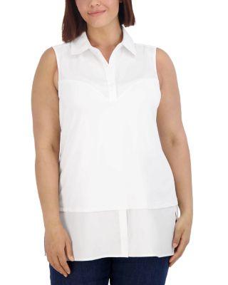 Sasha Mixed Media Top by FOXCROFT PLUS