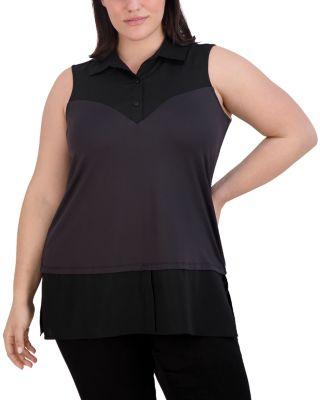 Sasha Mixed Media Top by FOXCROFT PLUS