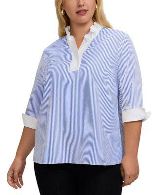 Tammy 3/4 Sleeve Stripe Shirt by FOXCROFT PLUS