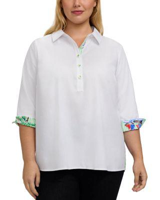 Therese Resort Stripe 3/4 Sleeve Shirt by FOXCROFT PLUS