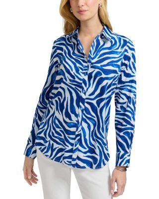 Zoey Long Sleeved Tonal Zebra Shirt by FOXCROFT