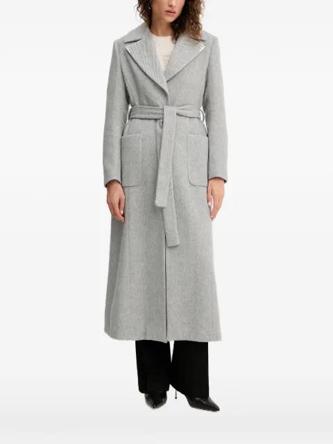 herringbone-pattern belted coat by FRACOMINA
