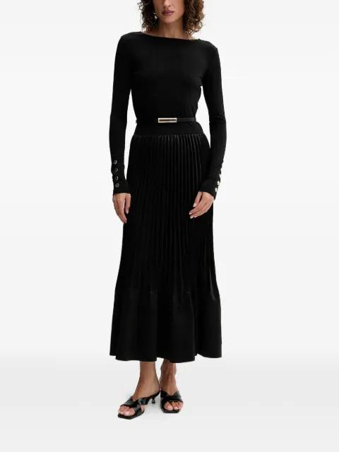 long-sleeve pleated midi dress by FRACOMINA