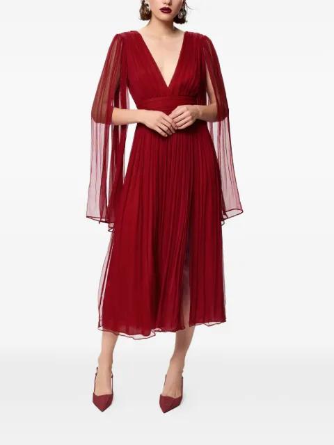 Enrica V-neck silk midi dress by FRAMBOISE