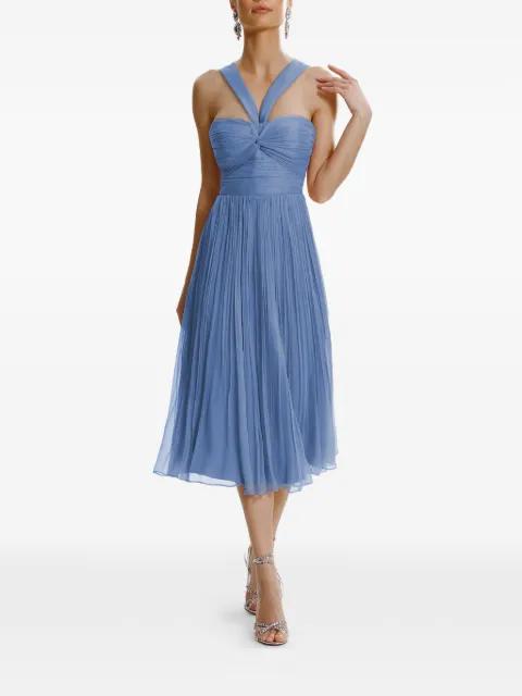 Gaia crossover silk midi dress by FRAMBOISE