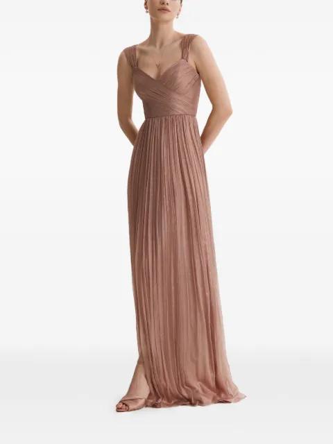Kiros plissé lace-up maxi dress by FRAMBOISE