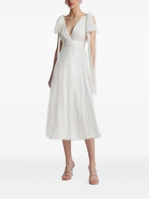 Lumiere V-neck silk midi dress by FRAMBOISE