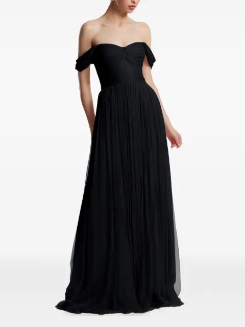 Roselyn off-shoulder silk maxi dress by FRAMBOISE