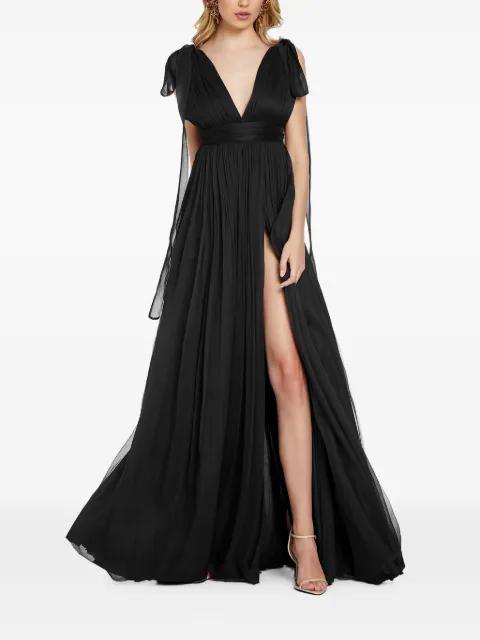 Savana V-neck silk maxi dress by FRAMBOISE