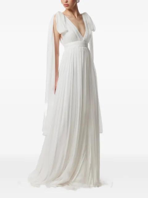 Savana V-neck silk maxi dress by FRAMBOISE