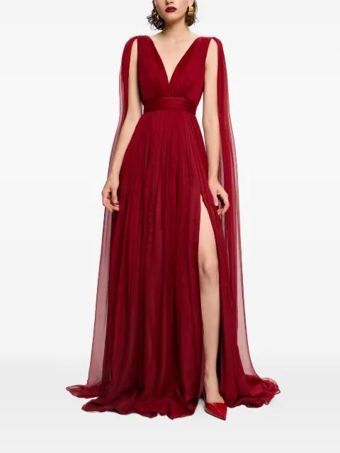 Yamina V-neck silk maxi dress by FRAMBOISE