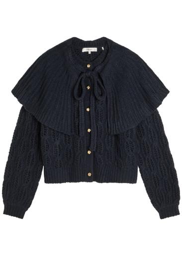 Cape-effect cable-knit wool-blend cardigan by FRAME