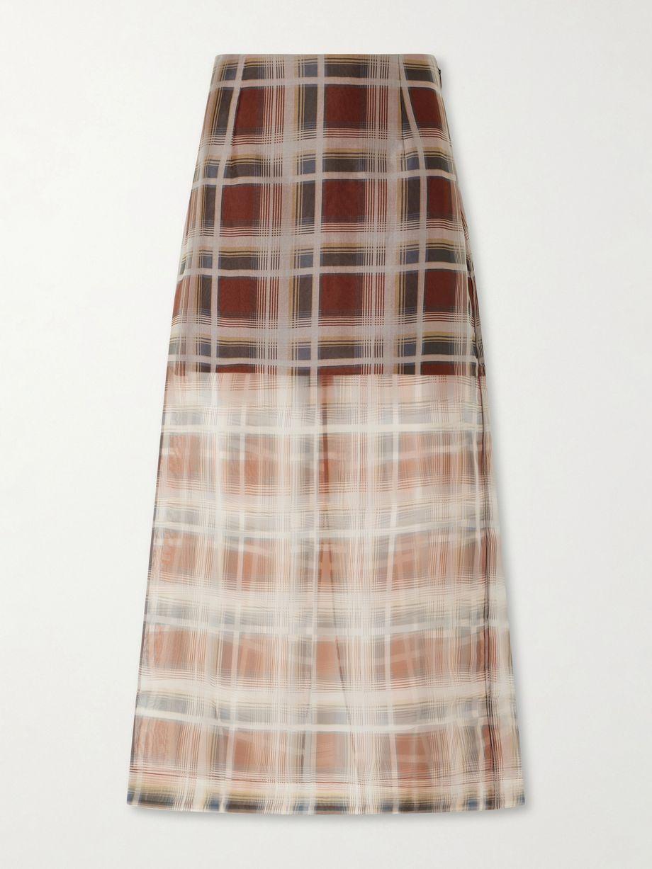 Checked silk-organza midi skirt by FRAME