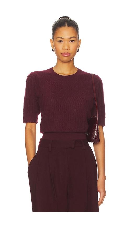 FRAME Ladder Pointelle Sweater in Burgundy by FRAME