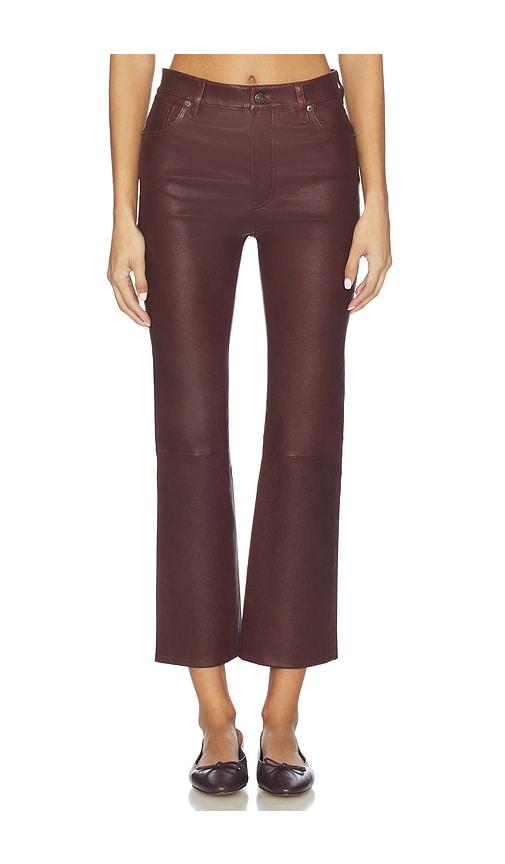 FRAME Leather Reboot Crop Pant in Wine by FRAME