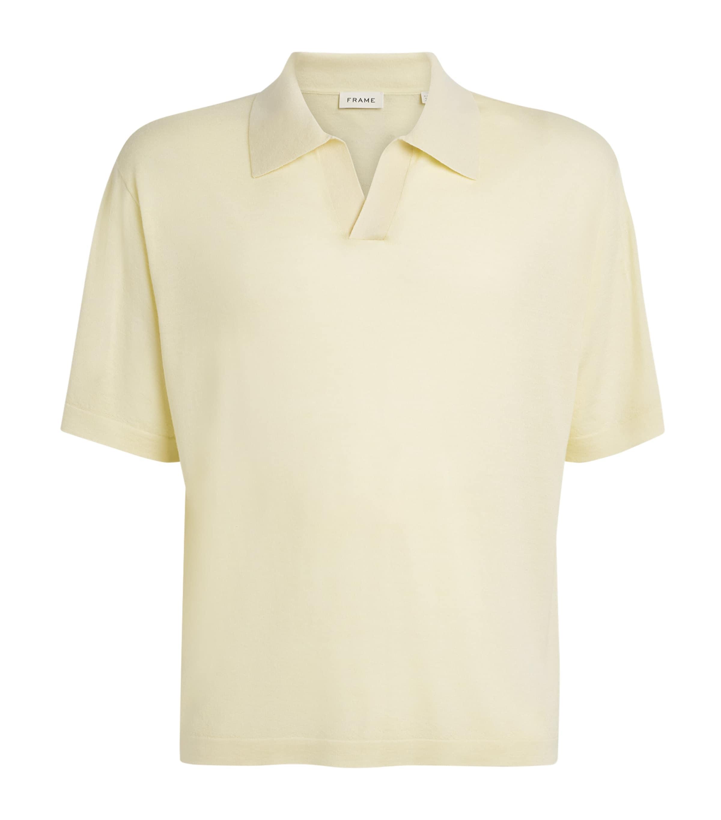 FRAME Merino-Cashmere Short-Sleeve Polo Sweater by FRAME