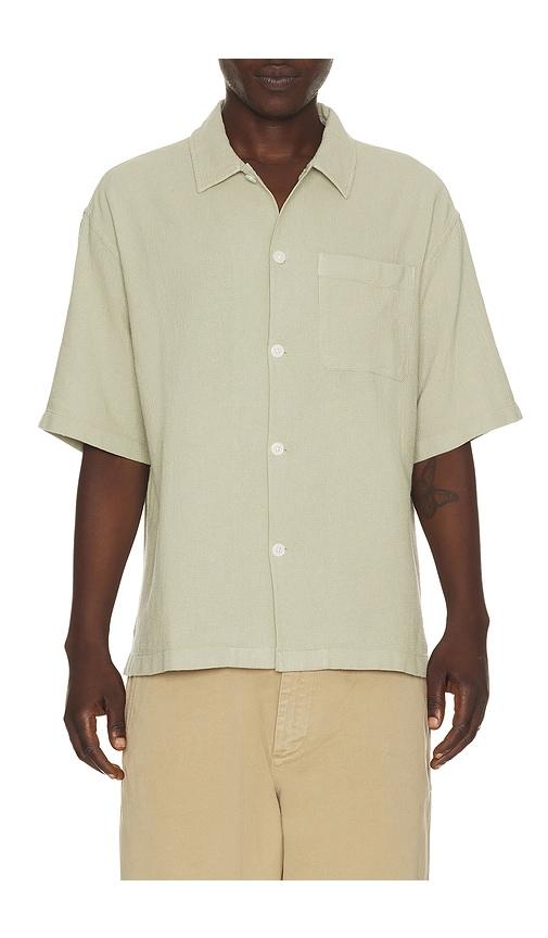 FRAME Open Weave Short Sleeve Shirt in Sage by FRAME