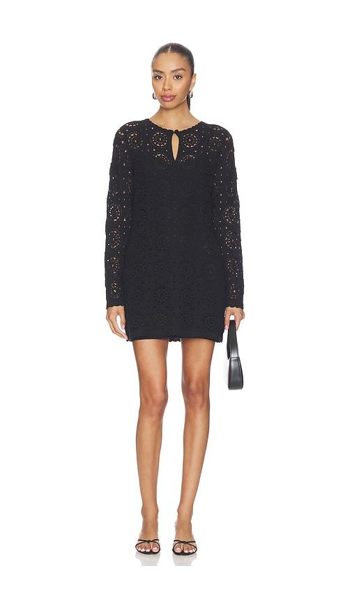 FRAME The Crochet Keyhole Dress in Black by FRAME