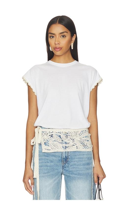 FRAME The Crochet Muscle Tee in White by FRAME