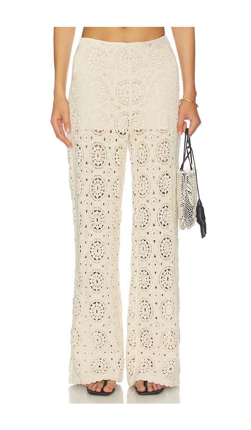 FRAME The Crochet Pant in Beige by FRAME