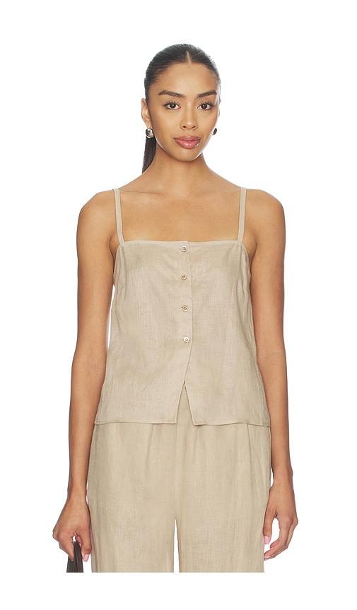 FRAME The Linen Button Cami in Beige by FRAME