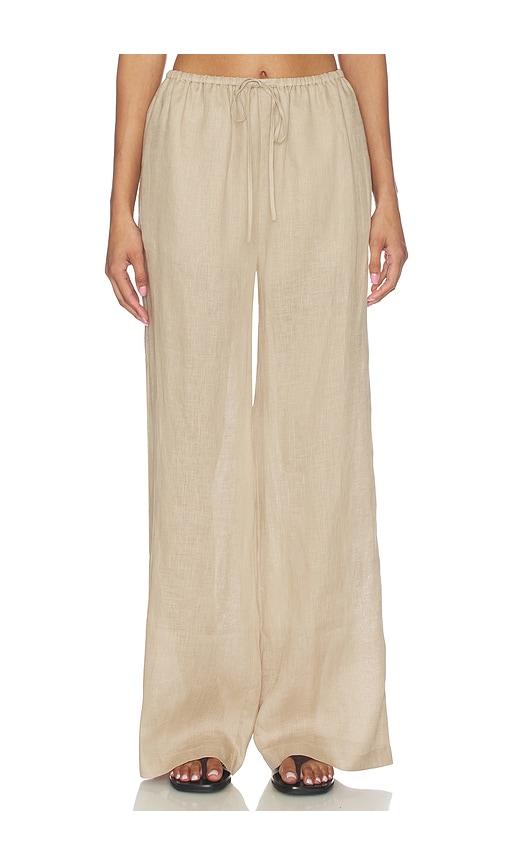 FRAME The Linen Lounge Pant in Beige by FRAME