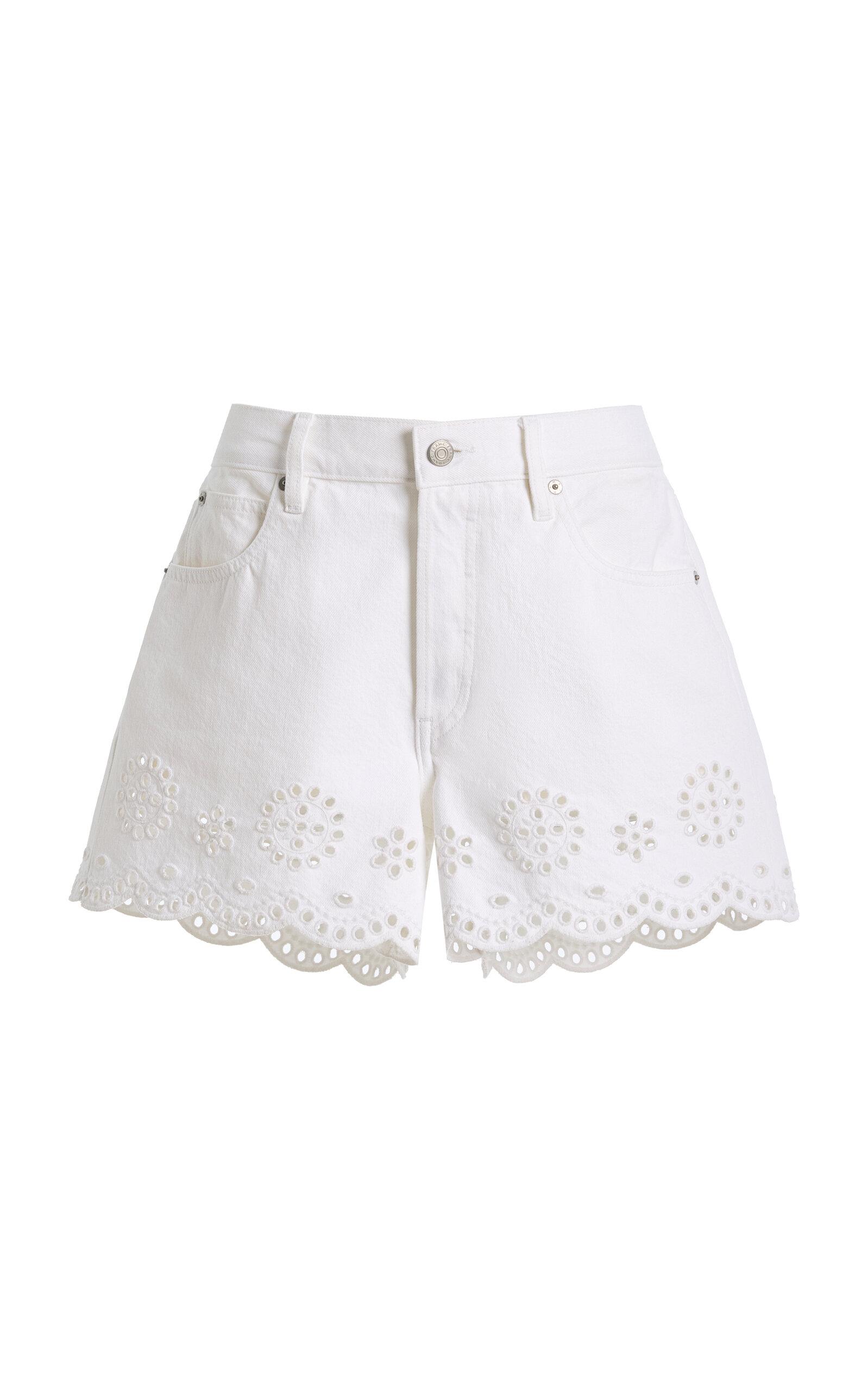 FRAME The Long Hang Eyelet Cotton Shorts - Moda Operandi by FRAME