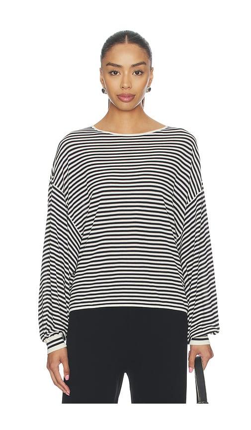 FRAME The Striped Slouchy Sweater in Cream,Black by FRAME