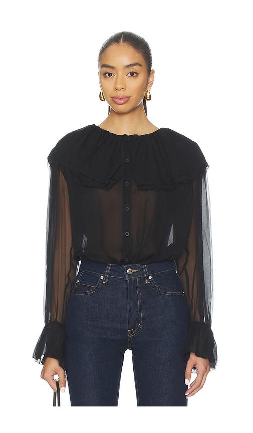 FRAME Tiered Statement Blouse in Black by FRAME