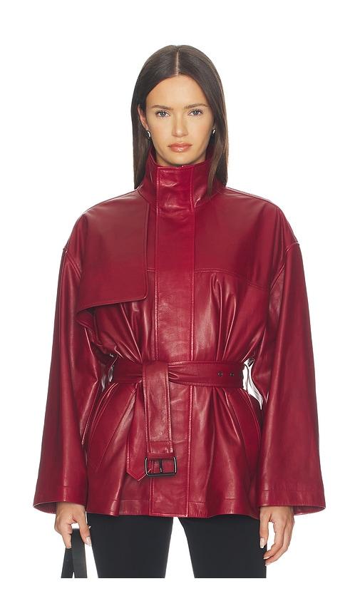 FRAME x Alexandra Leclerc The Alexandra Leather Trench in Red by FRAME