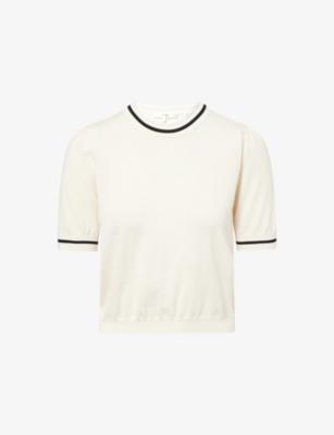 Gathered Short-Sleeve Knitted Cotton-Blend Jumper by FRAME