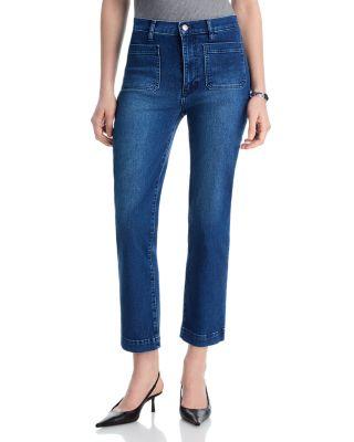 Le Sleek High Rise Patch Pocket Straight Jeans in Good Life by FRAME