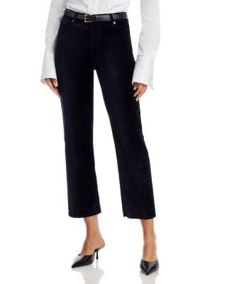 Le Sleek Straight High Rise Jeans in Navy Velvet by FRAME