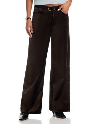 Le Slim Palazzo High Rise Velveteen Jeans in Dark Clove by FRAME
