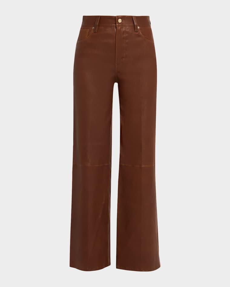 Le Slim Palazzo Leather Jeans by FRAME