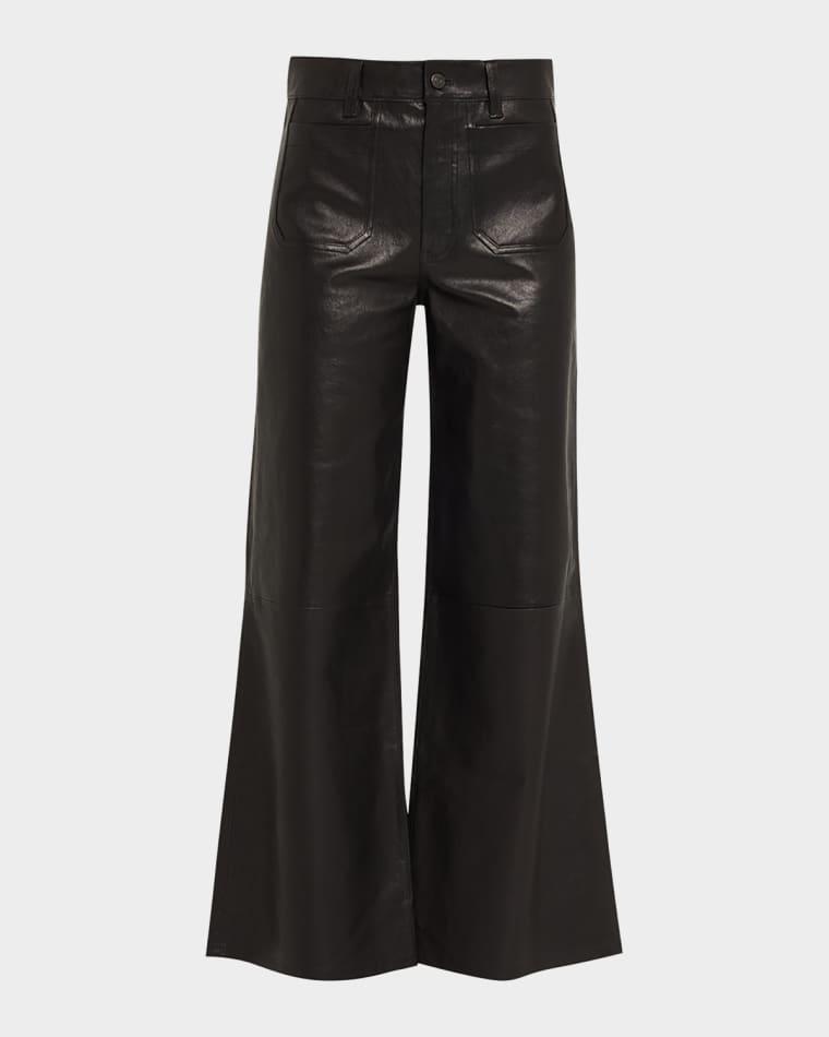 Le Slim Palazzo Modernist Pocket Leather Jeans by FRAME