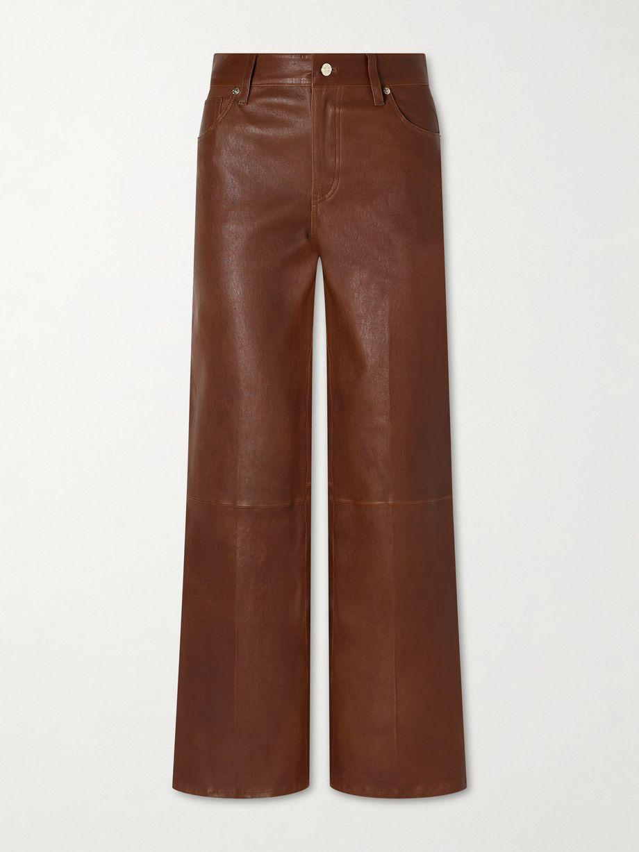 Le Slim Palazzo paneled leather flared pants by FRAME
